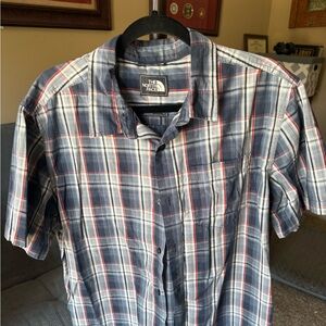 The North Face Blue and Red Casual Button Down Shirt